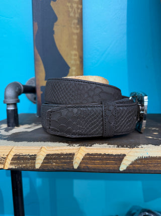 Del César Imitation Python Western Belt - (Brown)