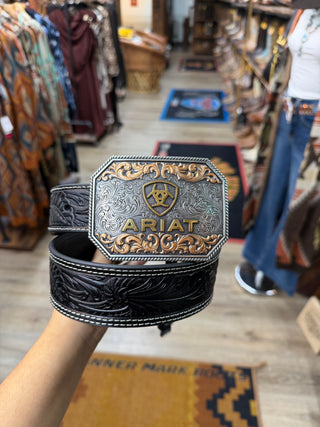 Ariat Men’s Floral Tooled Western Belt - (Black) A1042201