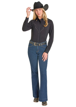 Panhandle Slim Women's Black Button Down Western Shirt(Black)-LWN2S07922