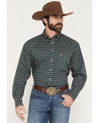 Men’s Panhandle Slim Geo-Print Button Up (Green) RMB2S07572