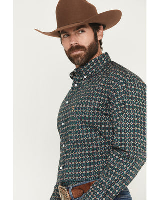 Men’s Panhandle Slim Geo-Print Button Up (Green) RMB2S07572