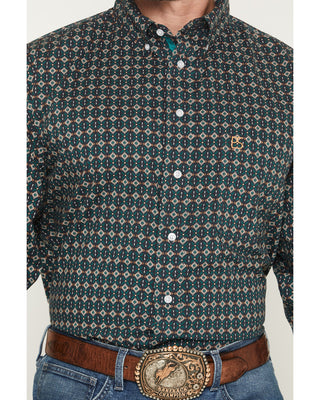 Men’s Panhandle Slim Geo-Print Button Up (Green) RMB2S07572