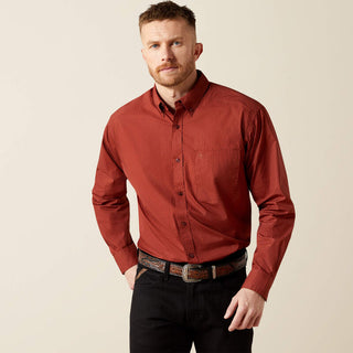 Ariat Men’s Wren Long Sleeve Button Up - (Dark Red) 10065792