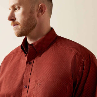 Ariat Men’s Wren Long Sleeve Button Up - (Dark Red) 10065792