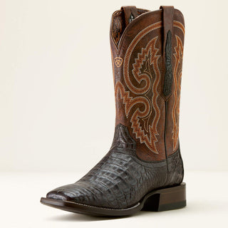 Men’s Classic Callen Wide Square Toe Western Boot(Chocolate Caiman Belly/ Chestnut Brown)-10063771