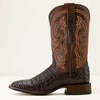 Men’s Classic Callen Wide Square Toe Western Boot(Chocolate Caiman Belly/ Chestnut Brown)-10063771