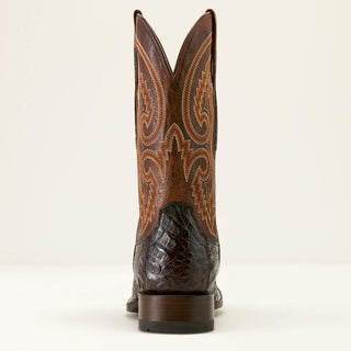 Men’s Classic Callen Wide Square Toe Western Boot(Chocolate Caiman Belly/ Chestnut Brown)-10063771