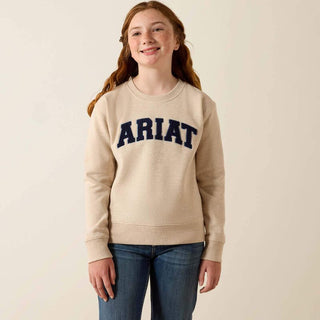 Ariat Girls Logo Arch Sweatshirt(oatmeal heather)-10071169