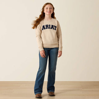 Ariat Girls Logo Arch Sweatshirt(oatmeal heather)-10071169
