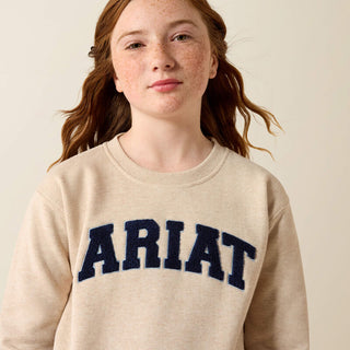 Ariat Girls Logo Arch Sweatshirt(oatmeal heather)-10071169