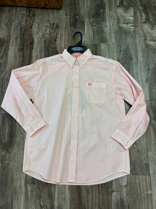Panhandle Boys Micro Geo Long Sleeve Snap Shirt (Coral) PBR2S03796