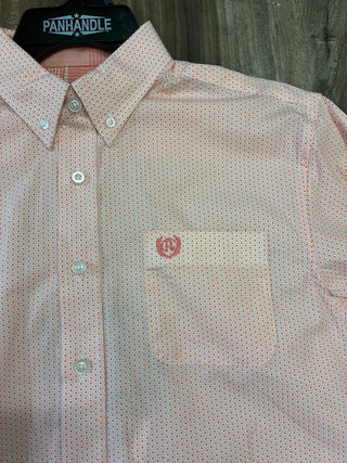 Panhandle Boys Micro Geo Long Sleeve Snap Shirt (Coral) PBR2S03796