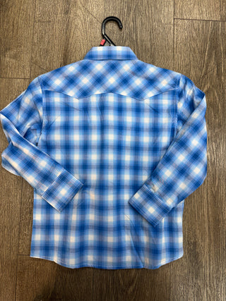 Wrangler Boys Long Sleeve Button Up (Blue) 112356547