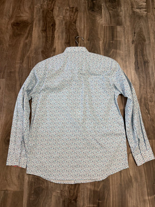 Panhandle Boys Floral Long Sleeve Snap Shirt (Turquoise) PBN2S03776