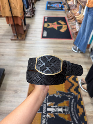Del César Leather  Western Belt - (Black) H069