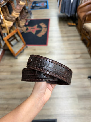 Men’s Ariat Tooled Exotic Print Belt (Dark Brown) A1021202