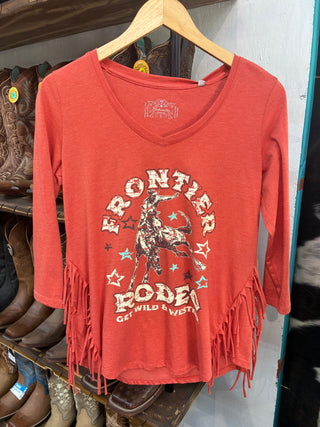 PANHANDLE WOMEN 3/4 GRAPHIC W/ FRINGE T-SHIRT LW21T03388