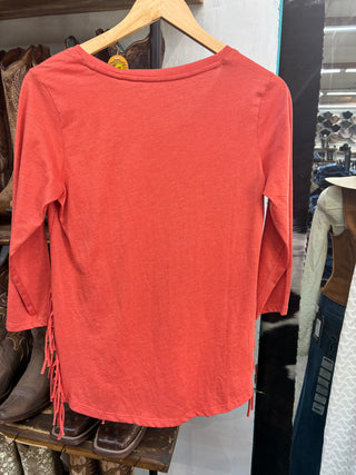 PANHANDLE WOMEN 3/4 GRAPHIC W/ FRINGE T-SHIRT LW21T03388