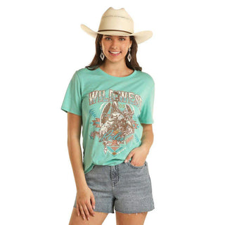 Rock & Roll Denim Women's Wild West Graphic Tee(TURQUOISE)-BW21T03290