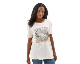 Wrangler Womens Cream Long Live Cowboys Short Sleeve Shirt -112354364