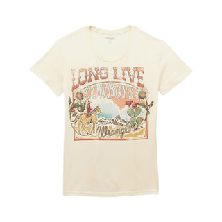 Wrangler Womens Cream Long Live Cowboys Short Sleeve Shirt -112354364