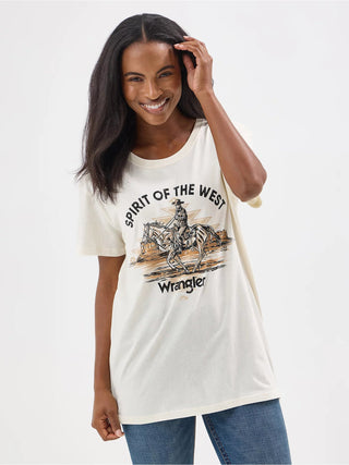 LADIES WRANGLER WESTERN GRAPHIC BOYFRIEND TEE -112354363