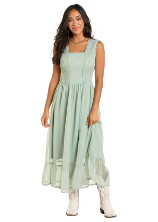 Panhandle Slim Women’s Embroidered Maxi Dress (Olive) LWD0R06377