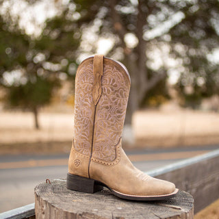 Womens Round Up Remuda Wide Square Toe Western Boot(Brown Bomber)-10019906