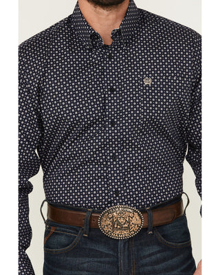 CINCH MEN'S GEO PRINT LONG SLEEVE BUTTON-DOWN WESTERN SHIRT-MTW1105859NAV