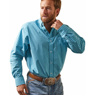 ARIAT Men's Pro Kalvin Classic LS Shirt(Enamel Blue)-10043863