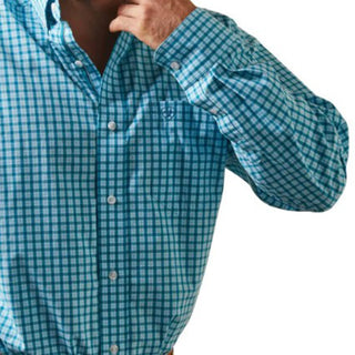 ARIAT Men's Pro Kalvin Classic LS Shirt(Enamel Blue)-10043863