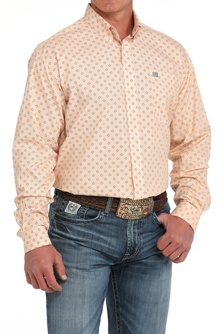 CINCH MEN GEOMETRIC PRINT L/S Shirt(Orange)-MTW1105884