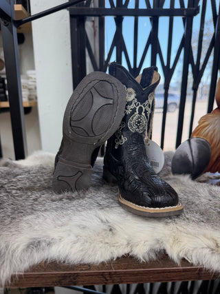 Kids Western Cincelado Boots (Black) - 9215