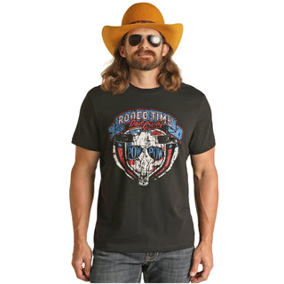 Unisex Rock & Roll Denim Dale Brisby Rodeo Time Graphic T-Shirt(Black) -RRUT21R12R