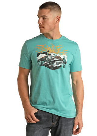Rock&Roll Unisex Truck Graphic Tee(Turquoise)-BU21T02423