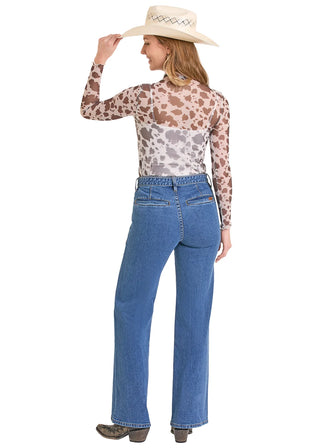 Rock&Roll Cow Print Mesh Top(Brown)-BW22T08088