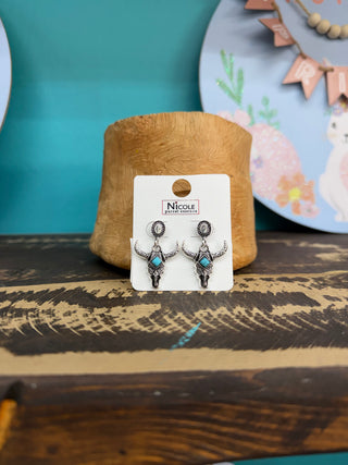 Women’s Western Style Bull Head - Turquoise CR4321
