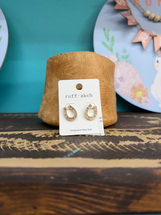 Women’s Rhinestone Horseshoe Earring - Gold NE-2977CLG
