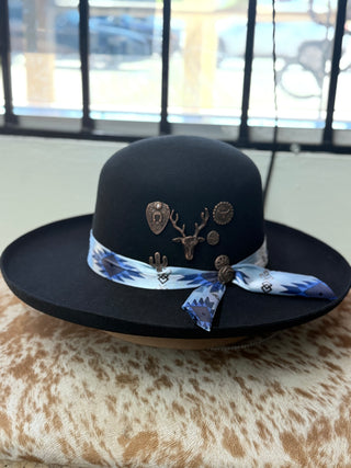 Stone Open Crown Felt Hat (BLACK) 8136/34