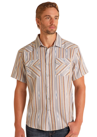Panhandle Slim Mens PearlSnap Short Sleeve Shirt (Grey) PMN3S05740