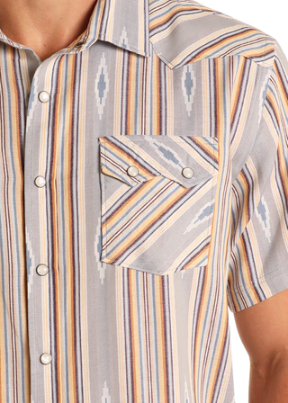 Panhandle Slim Mens PearlSnap Short Sleeve Shirt (Grey) PMN3S05740