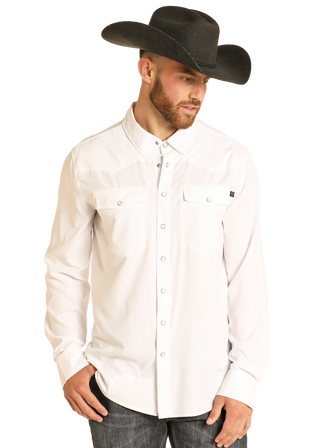 Rock&Roll Men’s TEK Western Long Sleeve (White) BMN2S02400
