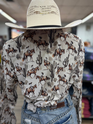 Panhandle Women’s Desert Print LS Shirt (Natural) LWB2S08851