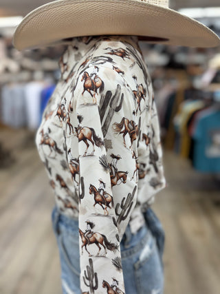 Panhandle Women’s Desert Print LS Shirt (Natural) LWB2S08851