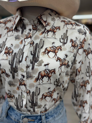 Panhandle Women’s Desert Print LS Shirt (Natural) LWB2S08851