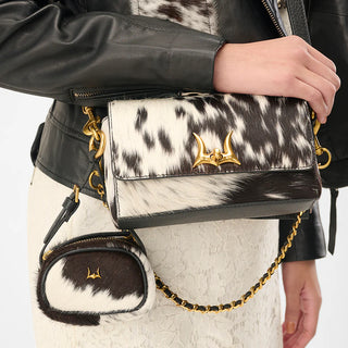 Loyal West Savi Mini Bag In Black & White Cowhide (LW-S25-238)