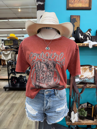 Rock & Roll Women’s Western Graphic Tee (Rust) BW21T08886