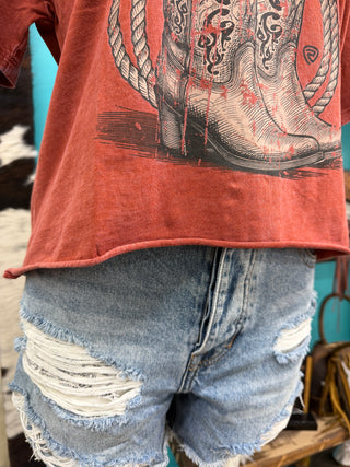 Rock & Roll Women’s Western Graphic Tee (Rust) BW21T08886