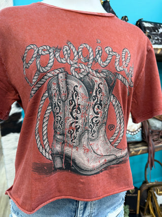 Rock & Roll Women’s Western Graphic Tee (Rust) BW21T08886