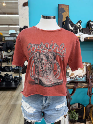 Rock & Roll Women’s Western Graphic Tee (Rust) BW21T08886